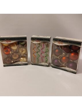 ELEGANT GLASS KREBS Ornament Lot of 3 boxes Swirl Ornament Bulb Ornament Matte